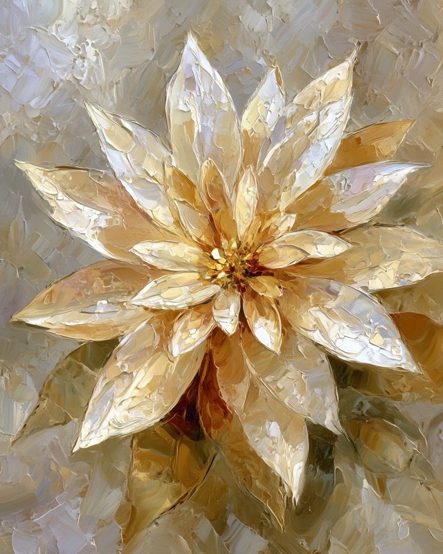 Centered golden poinsettia petals glowing in warm light