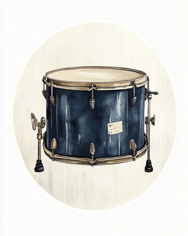 Oil painting variant of a boys vintage drum in an alternative warm composition