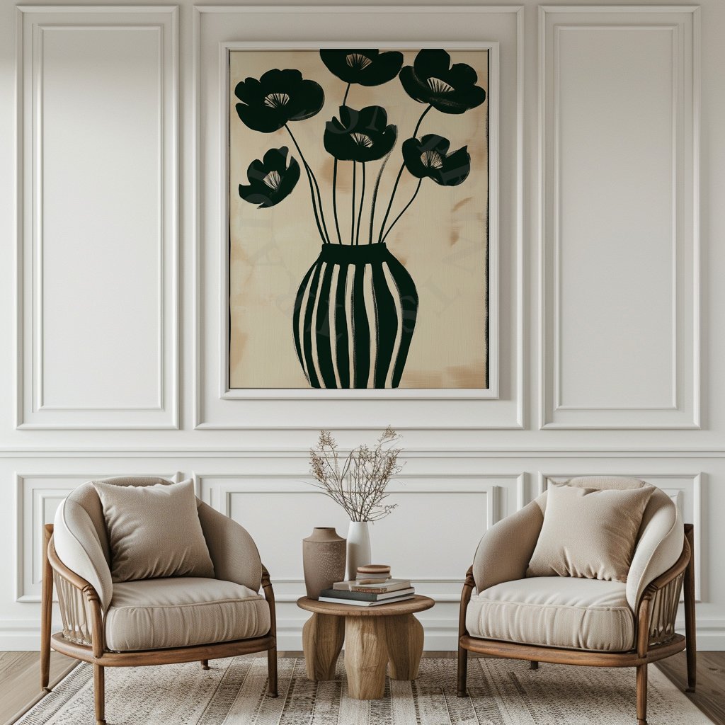 Printable wall art styled in a modern living room — instant download digital prints